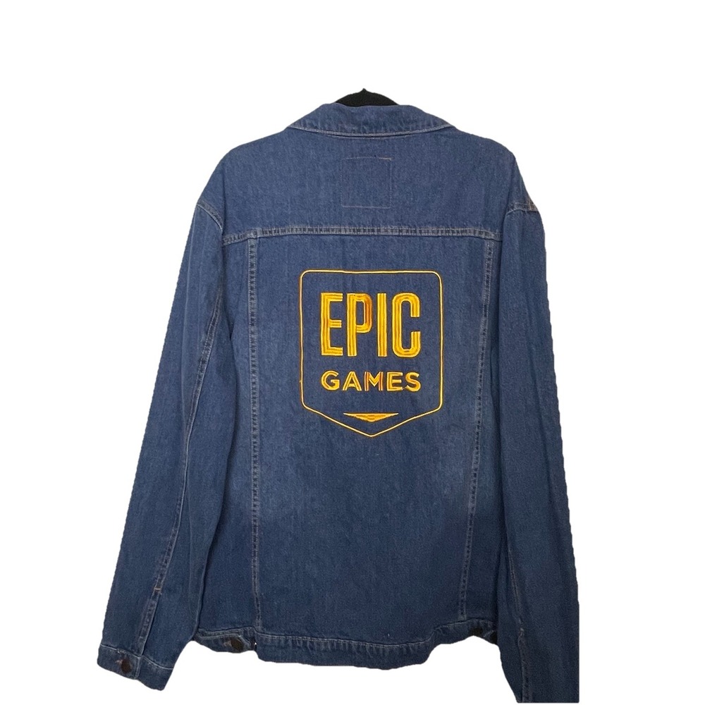 Epic Games-Fortnight - Blue Denim Jean Jacket Embroidered Logo - XXLarge GRAILED